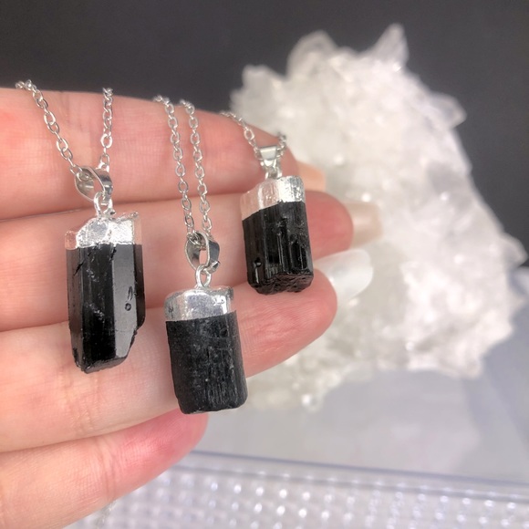 Natural Genuine Black Tourmaline Necklace on 925 silver chain - Picture 8 of 8